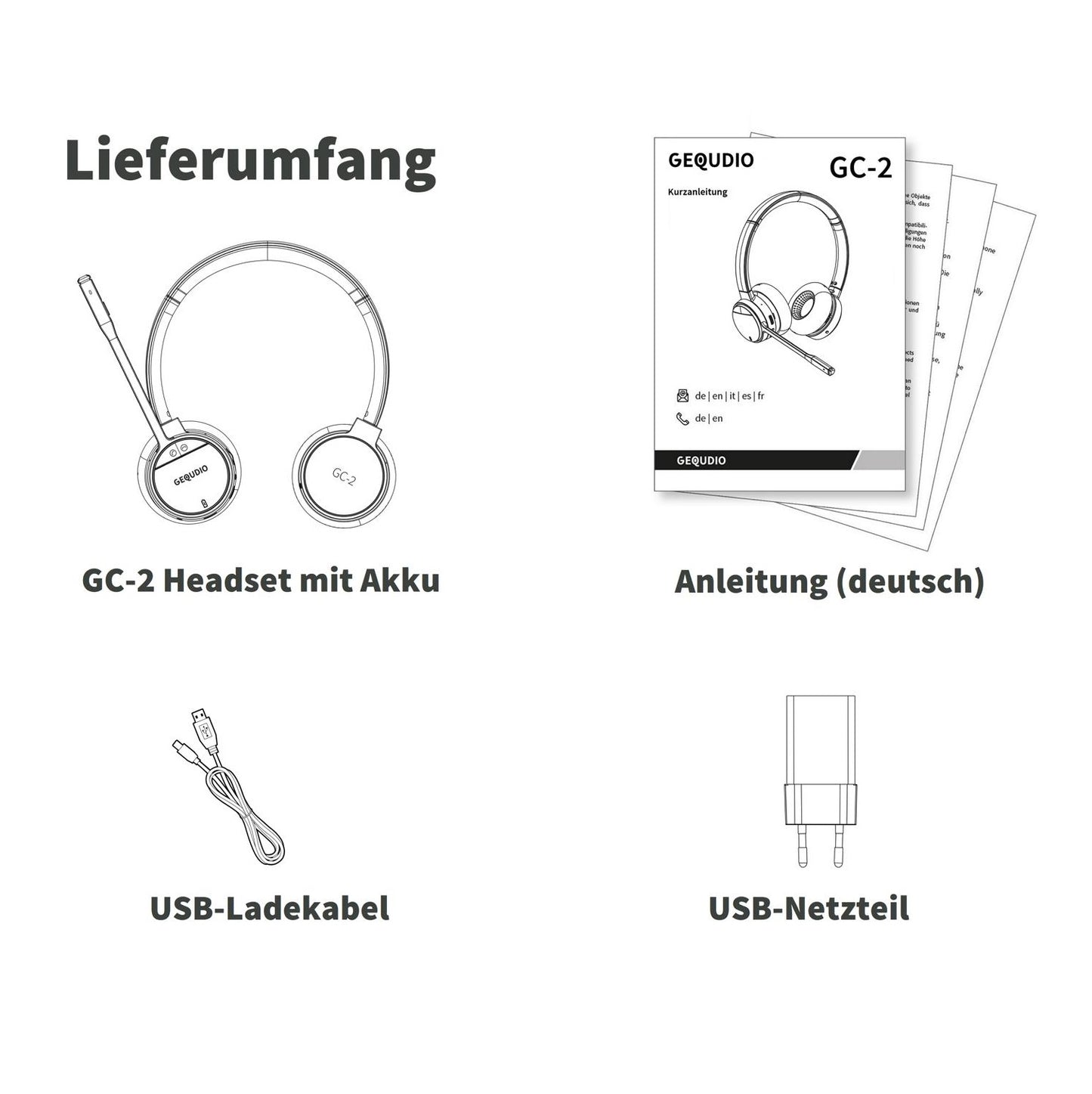 ⚠ B-WARE Kleine Kratzer ⚠ GEQUDIO GC-2 DECT Headset (2-Ohr) für FritzBox