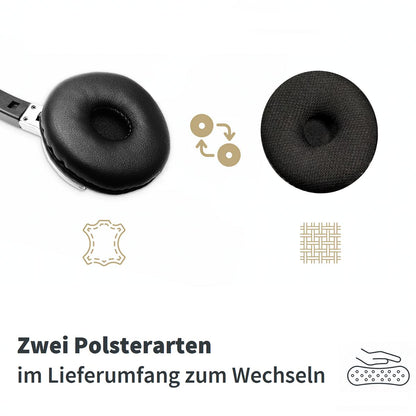 GEQUDIO Headset für GX5+ GA-3 GZ-2 GZ-6 GZ-8, kompatibel für Gigaset mit RJ Anschluss Telefon, Poly/Polycom - inklusive RJ Kabel - Kopfhörer & Mikrofon mit Ersatz Polster - 60g leicht (1-Ohr)