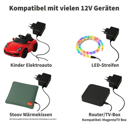 GEQUDIO 12V 2A Netzteil für Stoov & Universal Kinder Elektroauto 5,5mm