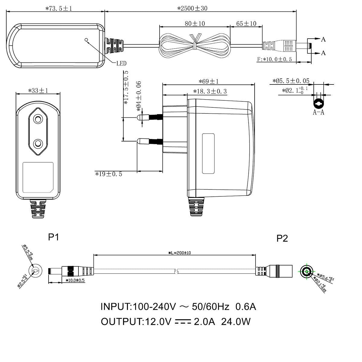 GEQUDIO 12V 2A Netzteil für Stoov & Universal Kinder Elektroauto 5,5mm