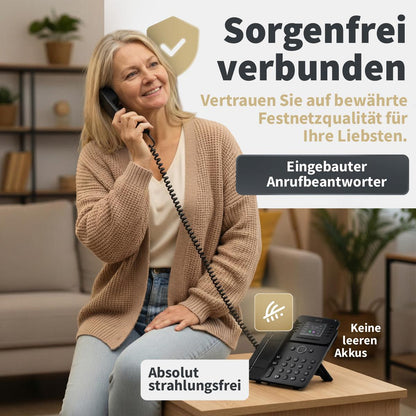 GEQUDIO GA-3 Festnetztelefon Schnurgebunden mit Anrufbeantworter und Farbdisplay