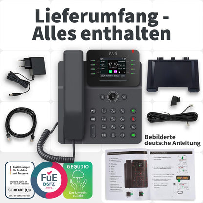 GEQUDIO GA-3 Festnetztelefon Schnurgebunden mit Anrufbeantworter und Farbdisplay