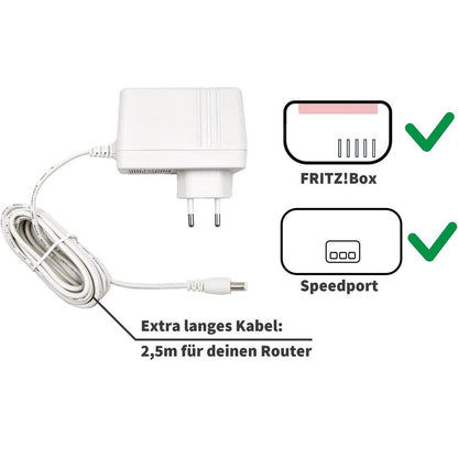 GEQUDIO Fritzbox Netzteil Ersatz 12V 3,5A 42W, Weiß