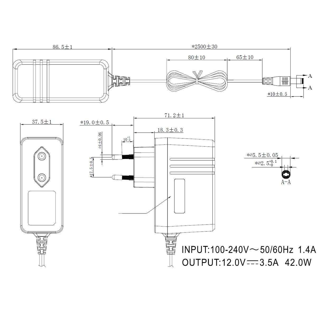 GEQUDIO Fritzbox Netzteil Ersatz 12V 3,5A 42W, Weiß