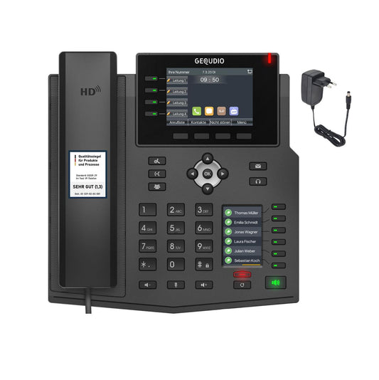 GEQUDIO IP Telefon GX5+ mit Netzteil - Fritzbox, Telekom kompatibel