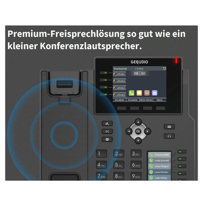 GEQUDIO IP Telefon GX5+ mit Netzteil & Bluetooth Headset - Fritzbox, Telekom kompatibel