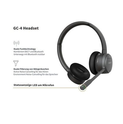 GEQUDIO IP Telefon GX5+ mit Netzteil & High-End DECT Headset - Fritzbox, Telekom kompatibel
