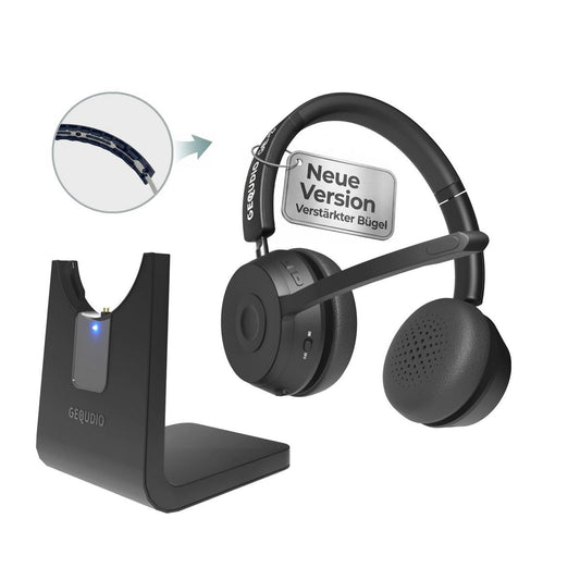 GEQUDIO Schnurlos Headset GB-2 mit Ladestation (ohne USB-Adapter)