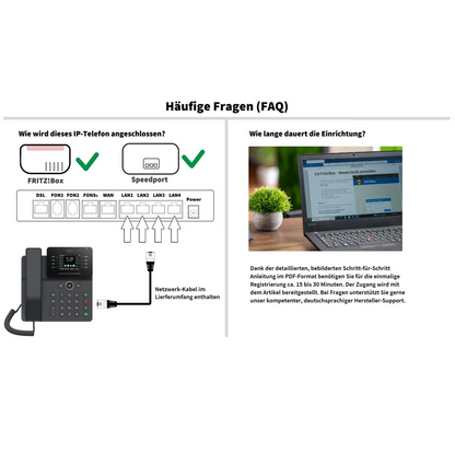 GEQUDIO IP Telefon GZ-2 mit Netzteil - Fritzbox, Telekom kompatibel