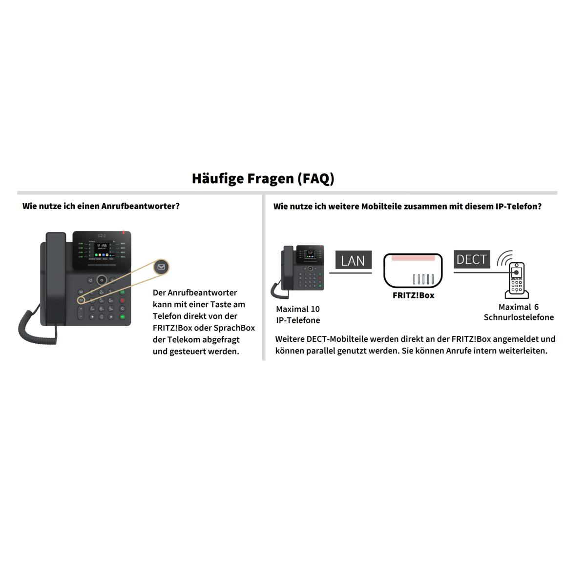 GEQUDIO IP Telefon GZ-2 mit Netzteil - Fritzbox, Telekom kompatibel