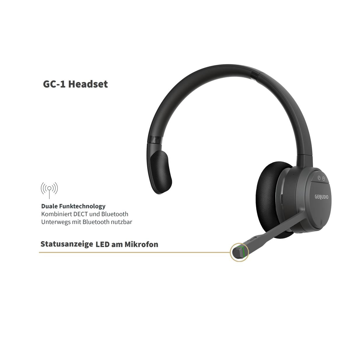 GEQUDIO GC-1 DECT und Bluetooth Dual Headset (1-Ohr)