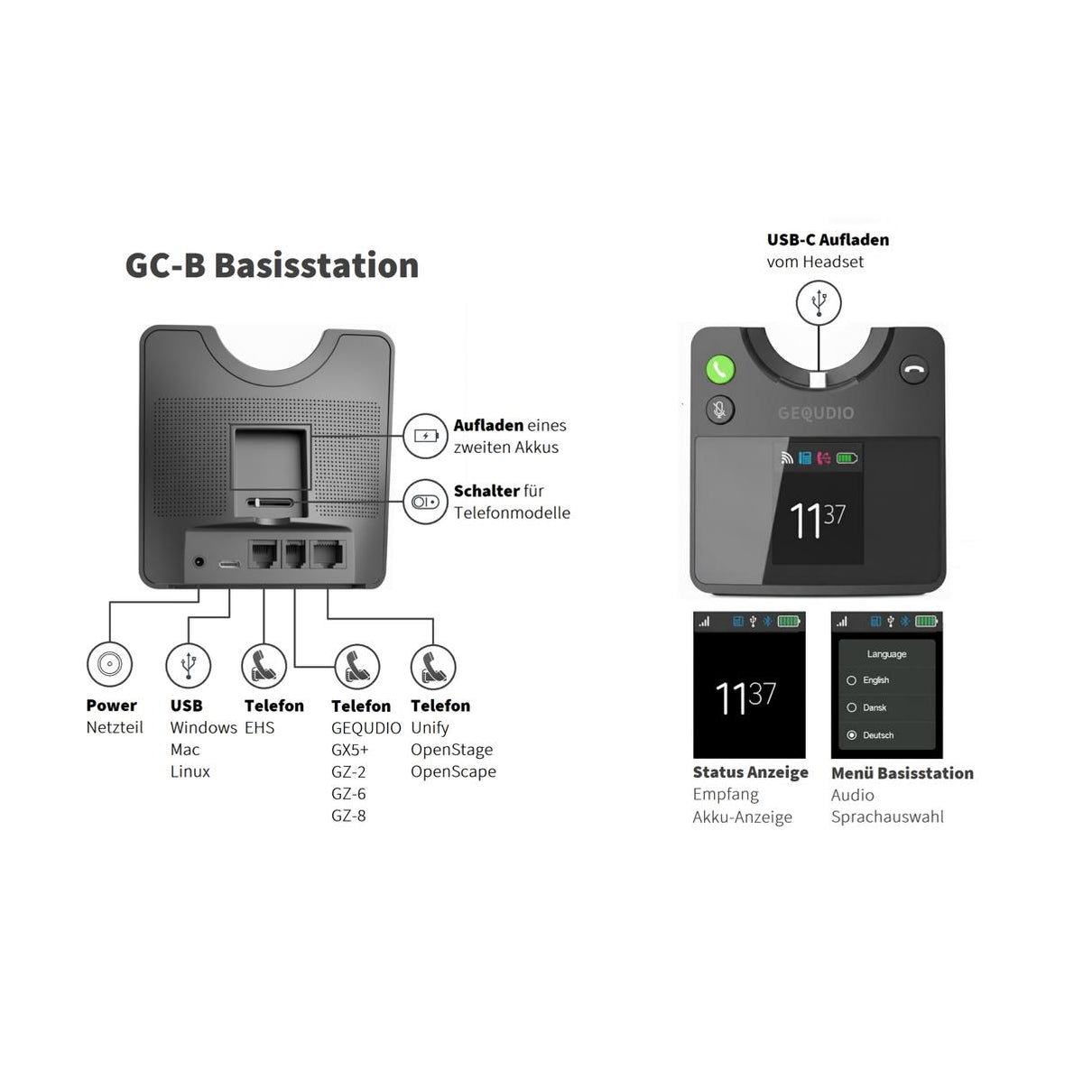 GEQUDIO GC-1 DECT und Bluetooth Dual Headset (1-Ohr)