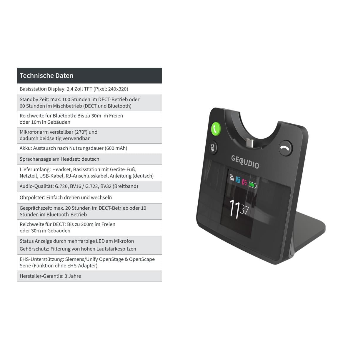 GEQUDIO GC-1 DECT und Bluetooth Dual Headset (1-Ohr)
