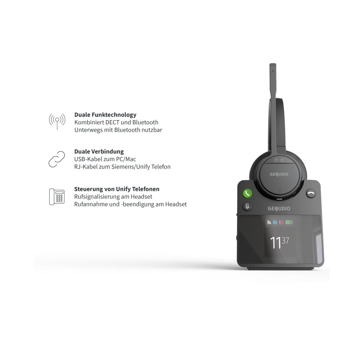 GEQUDIO GC-1 DECT und Bluetooth Dual Headset (1-Ohr)