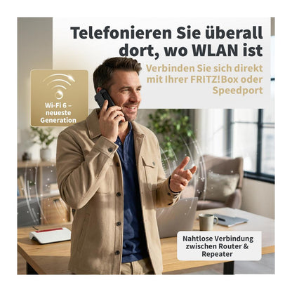 GEQUDIO GW-20 WLAN IP Telefon schnurlos – Wi-Fi 6 Modul & WLAN Roaming – IP67 wasserdicht, Bluetooth – Inkl. Ladeschale, kompatibel mit Fritzbox, Telekom, SIP (Edition 2026)