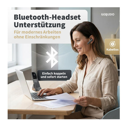 GEQUDIO GW-20 WLAN IP Telefon schnurlos – Wi-Fi 6 Modul & WLAN Roaming – IP67 wasserdicht, Bluetooth – Inkl. Ladeschale, kompatibel mit Fritzbox, Telekom, SIP (Edition 2026)