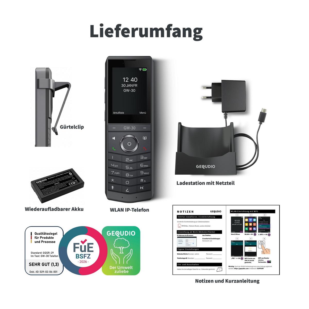 GEQUDIO GW-30 WLAN IP Telefon schnurlos