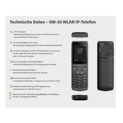 GEQUDIO GW-30 WLAN IP Telefon schnurlos