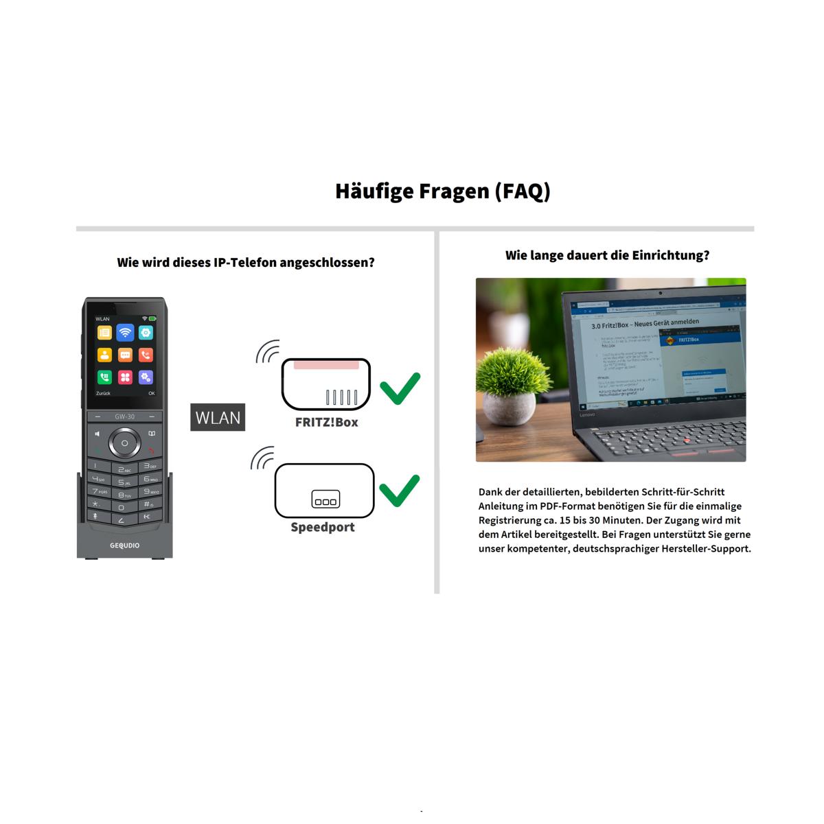 GEQUDIO GW-30 WLAN IP Telefon schnurlos