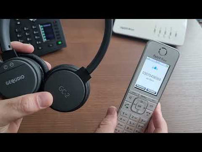 GEQUDIO GC-2 DECT Headset (2-Ohr) & Ladeschale für FritzBox